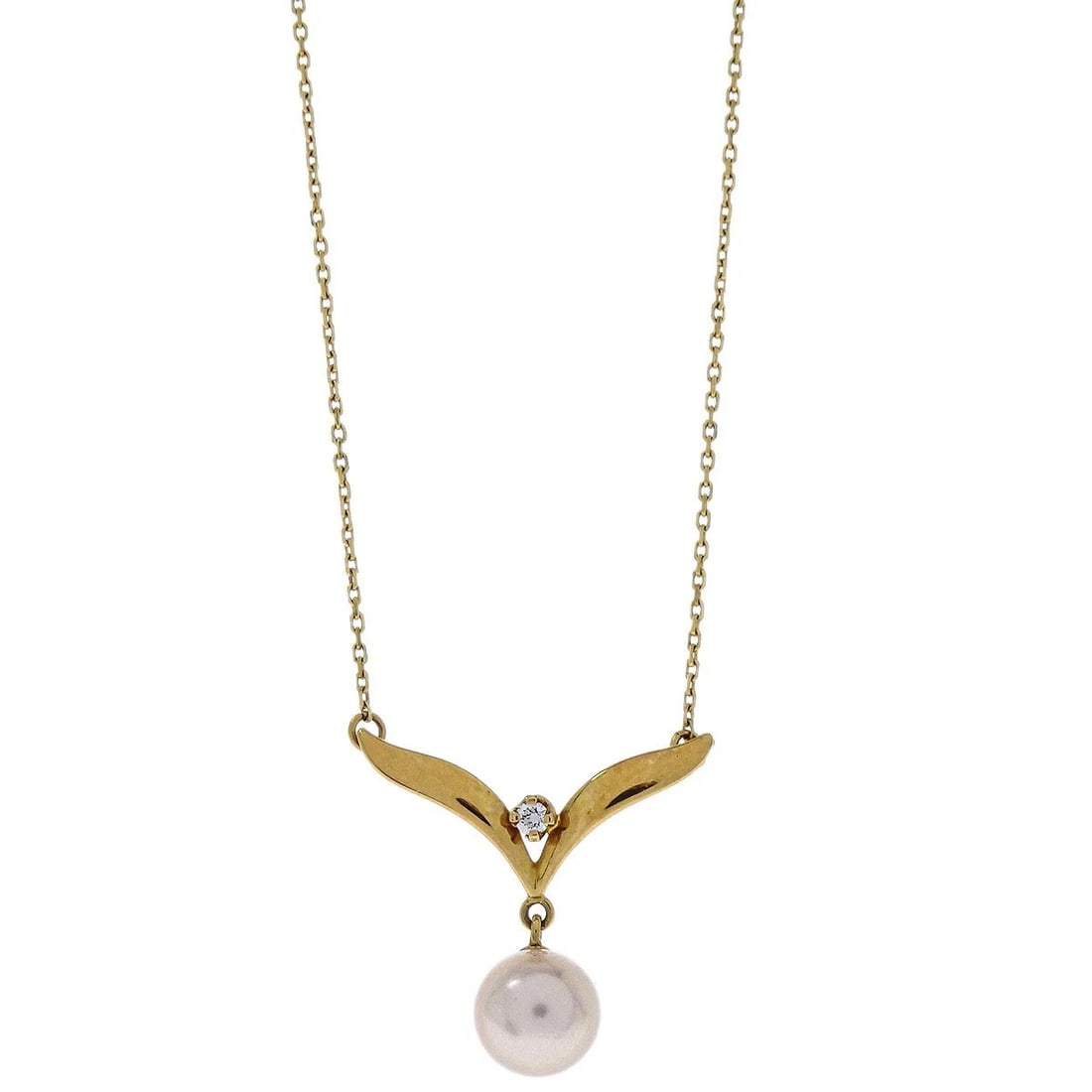 MIKIMOTO PENDANT NECKLACE 18K PEARL DIAMOND: Mikimoto Pendant Necklace 18K Pearl Diamond Brand: Mikimoto Type: Necklace Material: Pearl 18K Diamond Main Stone/Creation Pearl Color: Gold Size: Chain(Overall) : 42.0 cm Top: W 2.1 x H 2.0