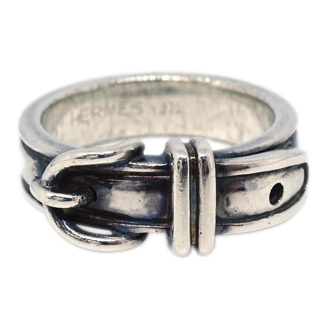 HERMES RING: Hermes Ring Brand: HERMÈS Type: Ring Material: Sterling Silver Color: Silver Size: 4 US Accessories: None Accessories Notice: When purchasing pre-owned goods, please refer to the photos of