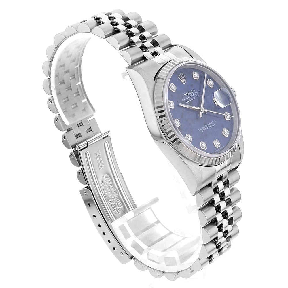 ROLEX DATEJUST DIAMOND BLUE WATCH - 3