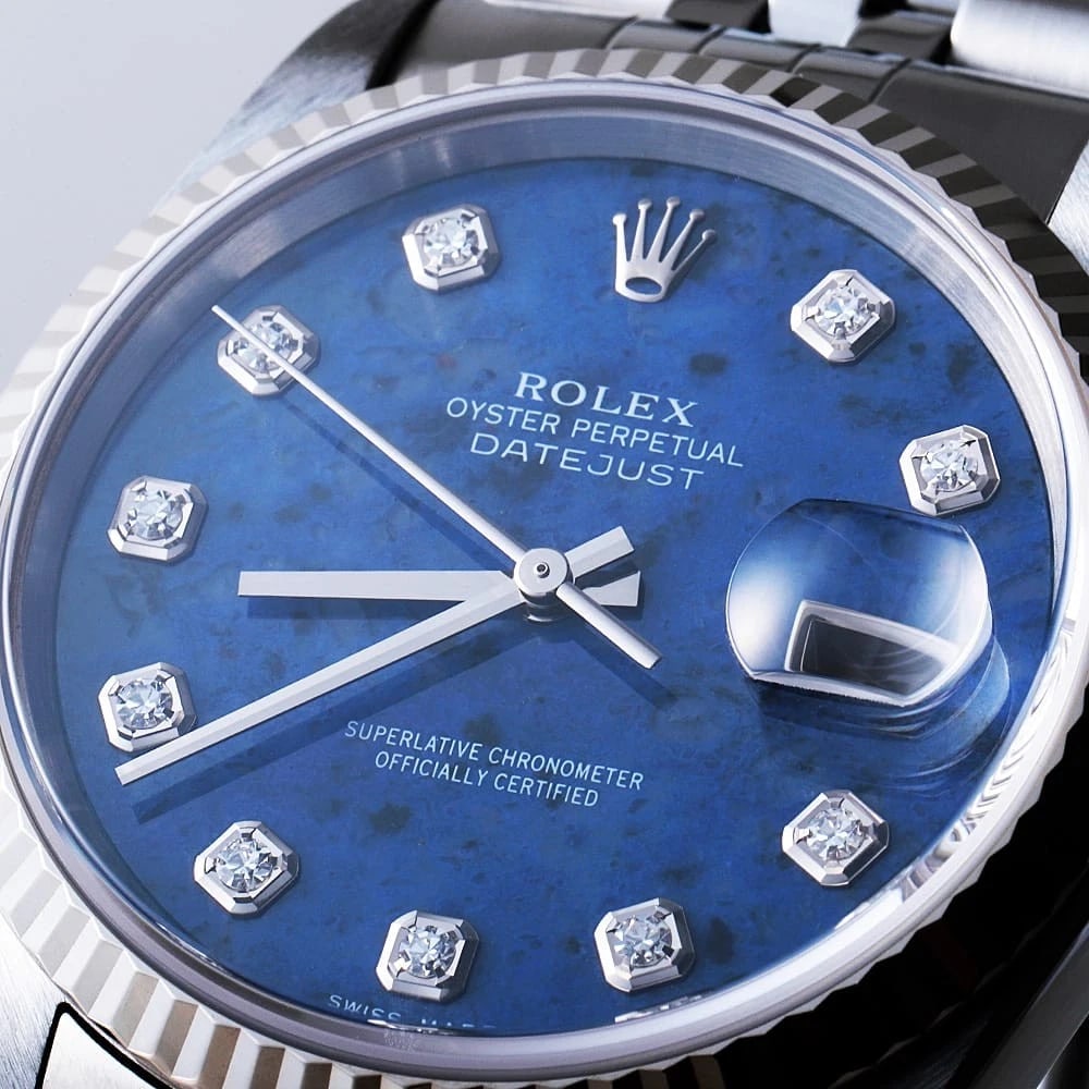 ROLEX DATEJUST DIAMOND BLUE WATCH - 4