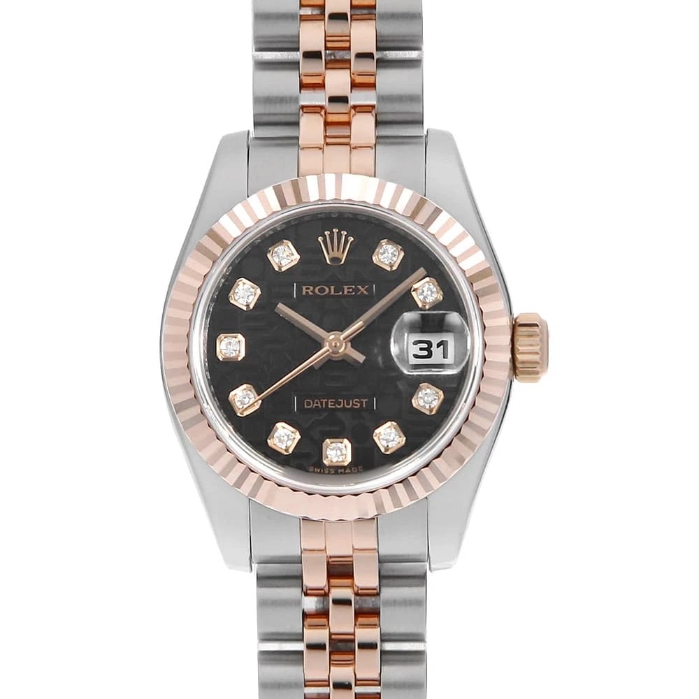 ROLEX DATEJUST DIAMOND BLACK CARVING WATCH: ROLEX Datejust Diamond black Carving Watch Brand: ROLEX Type: Wrist watch Material: Band Material Stainless Steel/Everose Gold, Case Material Stainless Steel/Everose Gold Color: Dial Color