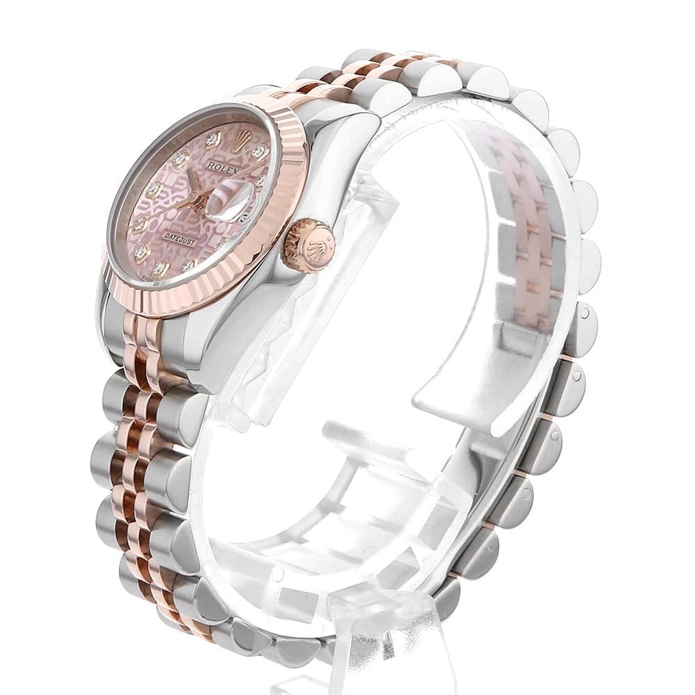 ROLEX DATEJUST DIAMOND PINK CARVING WATCH - 2