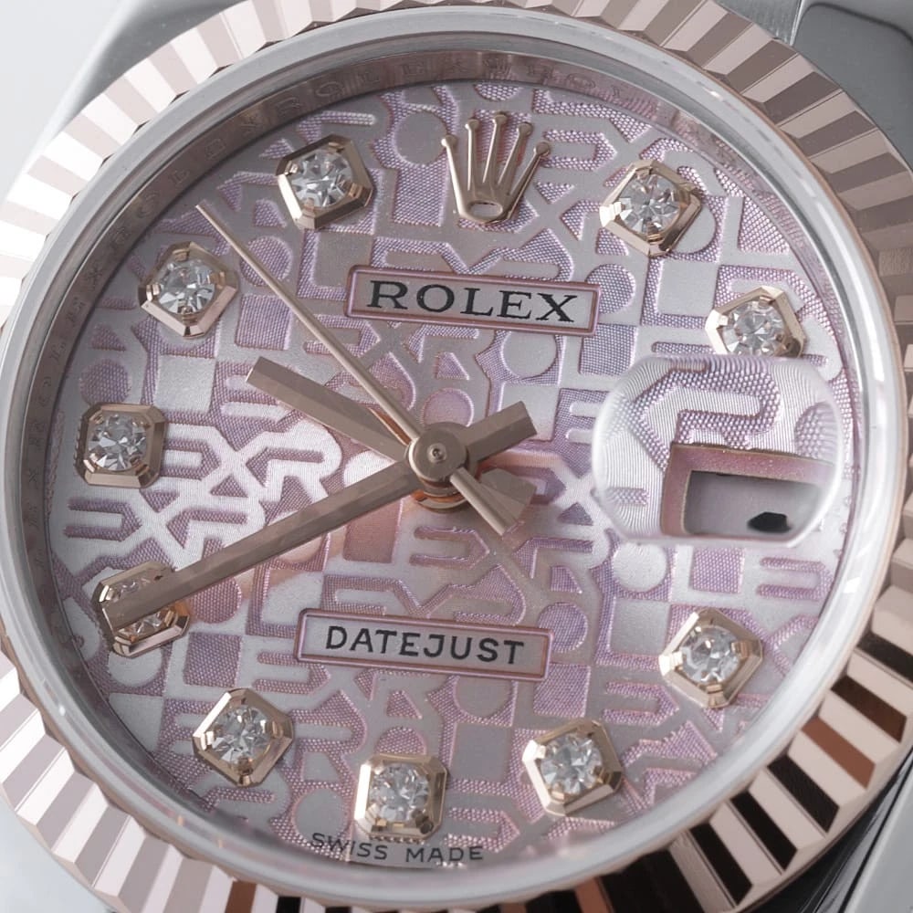 ROLEX DATEJUST DIAMOND PINK CARVING WATCH - 6