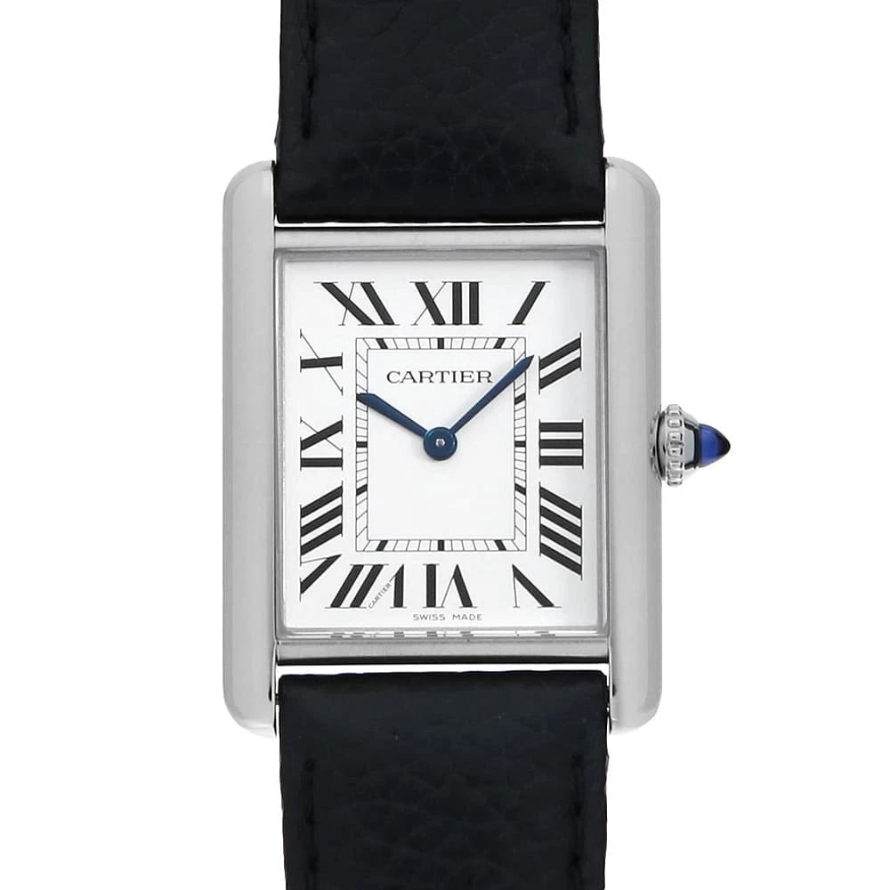 CARTIER TANK MUST WATCH: Cartier Tank must Watch Brand: Cartier Type: Wrist watch Material: Band Material Calfskin, Case Material Stainless Steel Color: Dial Color Silver Size: Band Size NONE, Case Size Case:W33.7mm x