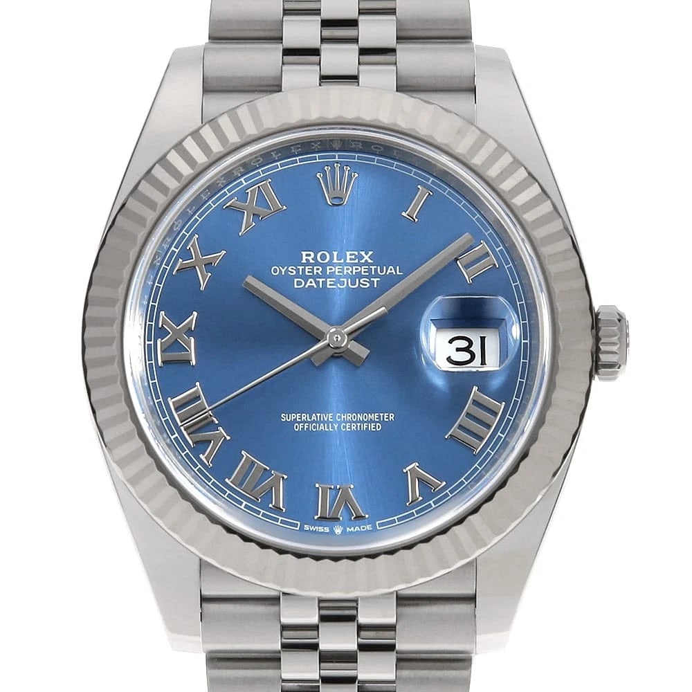 ROLEX DATEJUST BLUE ROMAN ROW JUBILEE BRACELET SEC WATCH (1 of 7)
