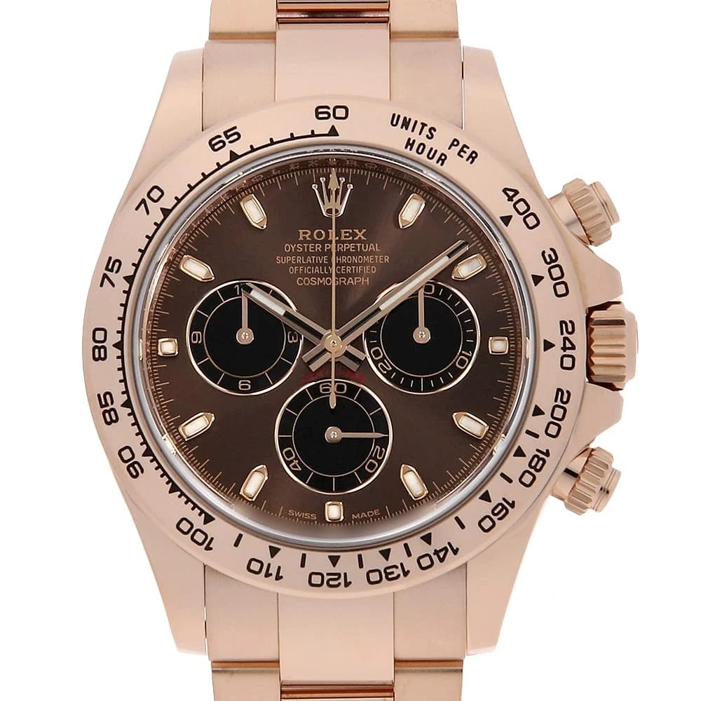 ROLEX COSMOGRAPH DAYTONA CHOCOLATE BROWN SECOND WATCH: ROLEX Cosmograph Daytona Chocolate brown second Watch Brand: ROLEX Type: Wrist watch Material: Band Material Everose Gold, Case Material Everose Gold Color: Dial Color Chocolate Brown Size: Band S