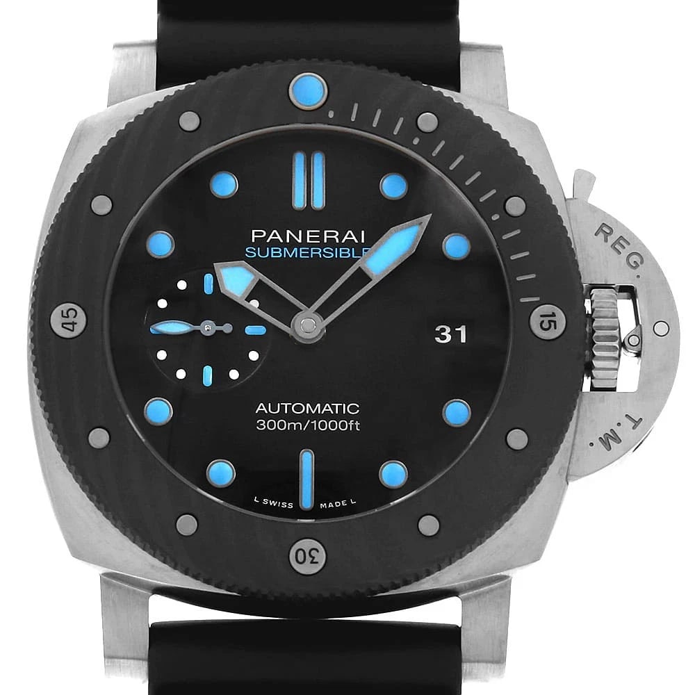 PANERAI SUBMERSIBLE SECOND WATCH: PANERAI Submersible second Watch Brand: PANERAI Type: Wrist watch Material: Band Material rubber, Case Material BMG-TECH(Bulk Metal Glass) Color: Dial Color Black Size: Band Size NONE, Case