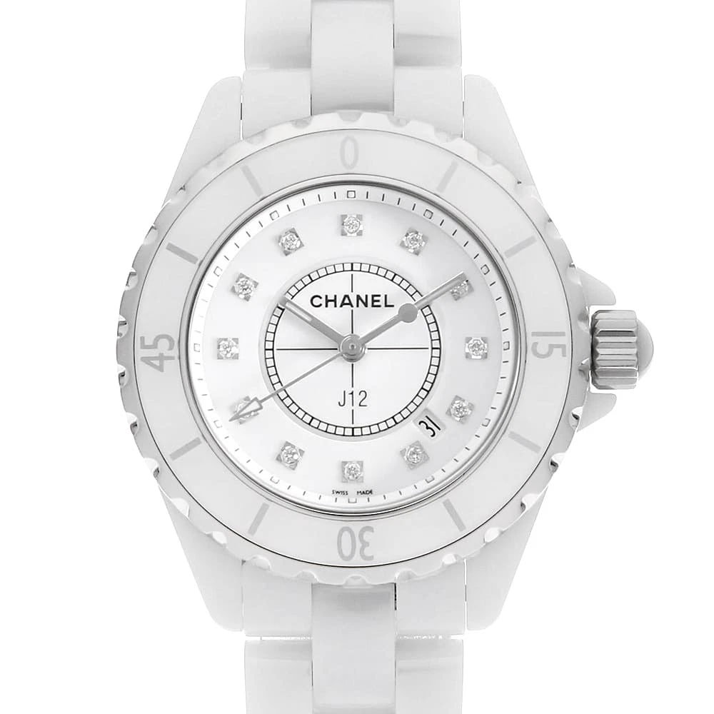 CHANEL J12 WHITE CERAMIC DIAMOND WATCH (1 of 5)