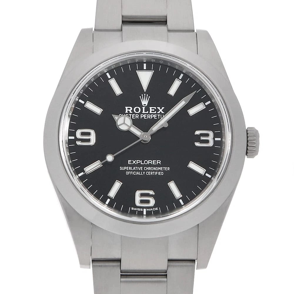 ROLEX EXPLORER MODEL WHITE BLACK WATCH: ROLEX Explorer Model White black Watch Brand: ROLEX Type: Wrist watch Material: Band Material Stainless Steel, Case Material Stainless Steel Color: Dial Color Black Size: Band Size 19cm