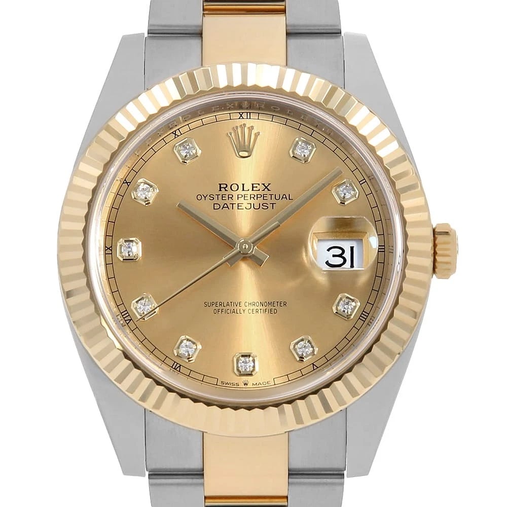 ROLEX DATEJUST 41 10P DIAMOND CHAMPAGNE WATCH (1 of 7)