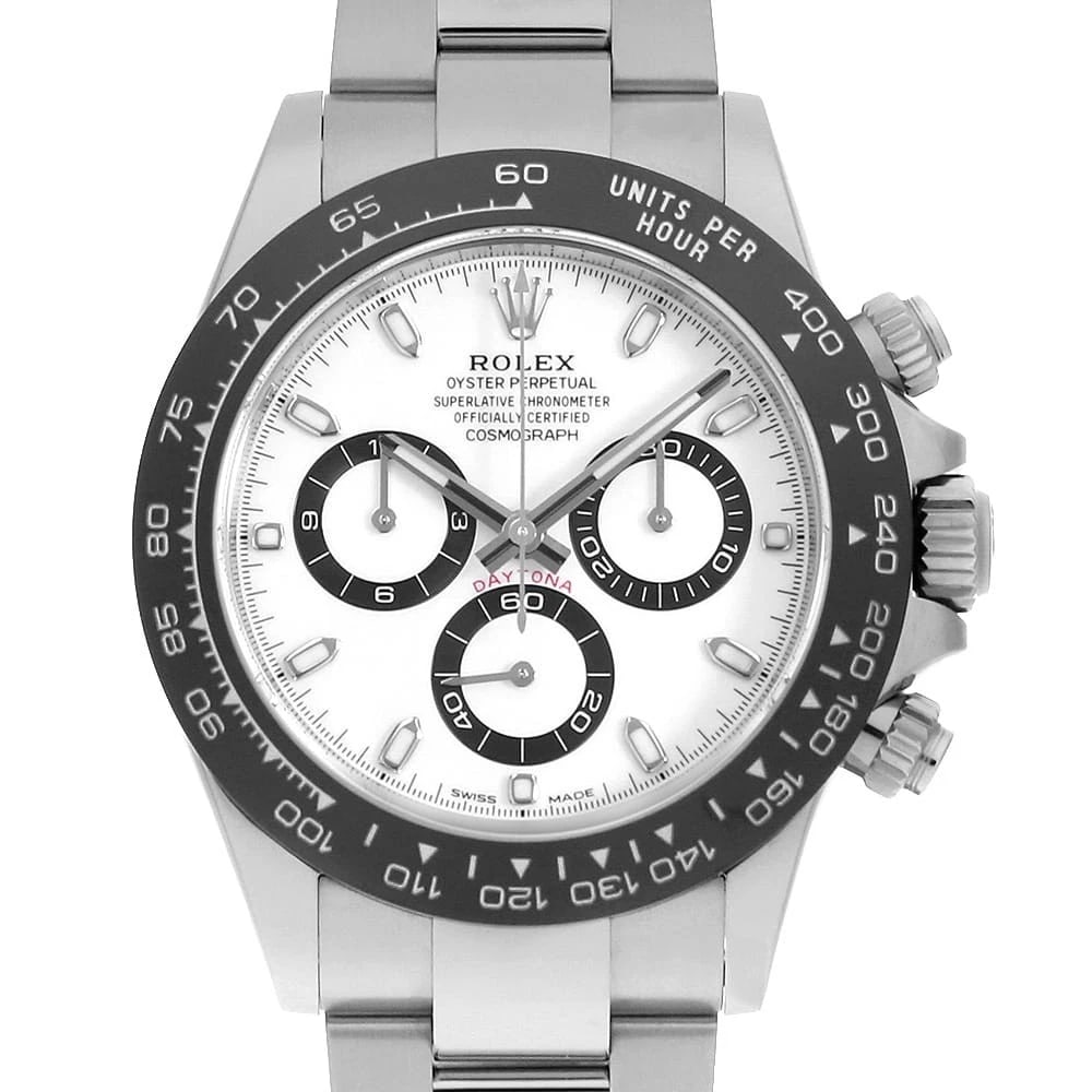 ROLEX COSMOGRAPH DAYTONA WHITE WATCH: ROLEX Cosmograph Daytona white Watch Brand: ROLEX Type: Wrist watch Material: Band Material Stainless Steel, Case Material Stainless Steel Color: Dial Color White Size: Band Size 19.5cm