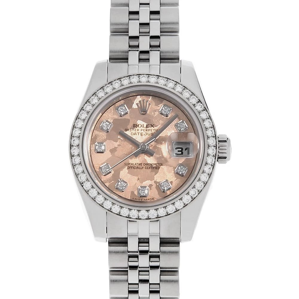 ROLEX DATEJUST BEZEL DIAMOND 10P DIAMOND WATCH: ROLEX Datejust bezel diamond 10P diamond Watch Brand: ROLEX Type: Wrist watch Material: Band Material Stainless Steel, Case Material Stainless Steel/White gold Color: Dial Color Pink Gold Crystal
