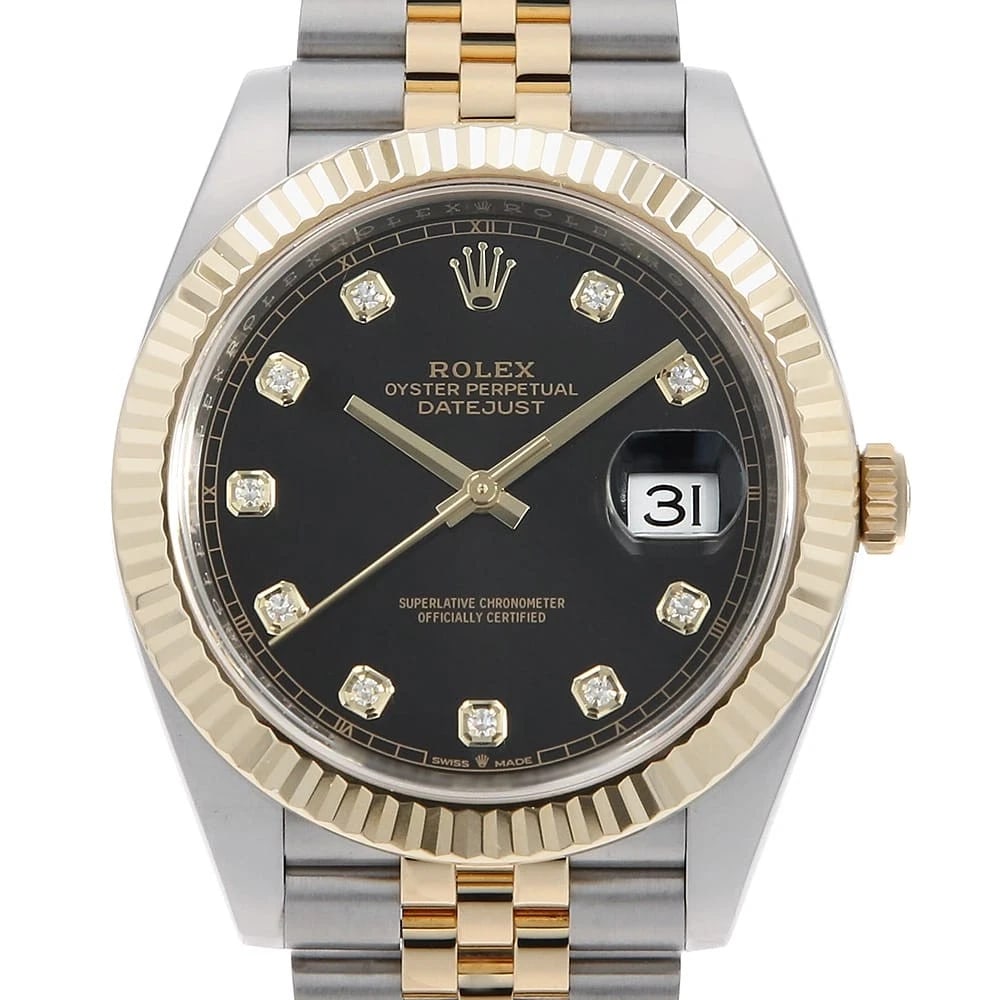 ROLEX DATEJUST DIAMOND BLACK 5 ROW JUBILEE BRACELET WATCH: ROLEX Datejust diamond black 5 row jubilee bracelet Watch Brand: ROLEX Type: Wrist watch Material: Band Material Stainless Steel/Yellow Gold, Case Material Stainless Steel/Yellow Gold Color: Dial C