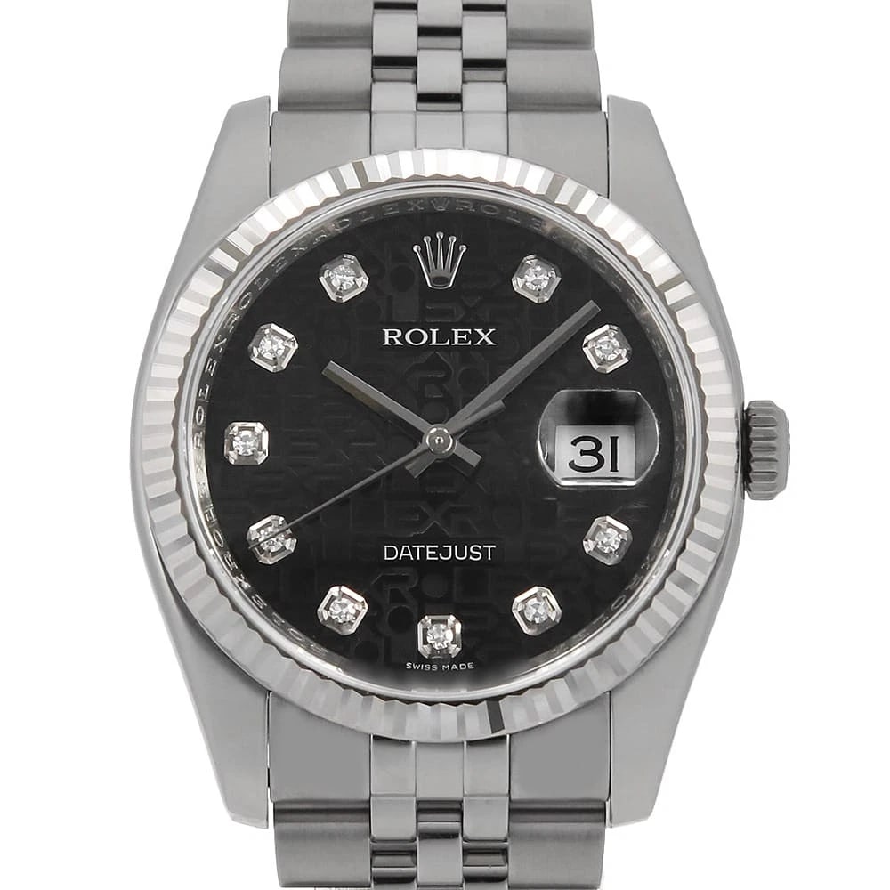 ROLEX DATEJUST 10P DIAMOND BLACK WATCH (1 of 7)