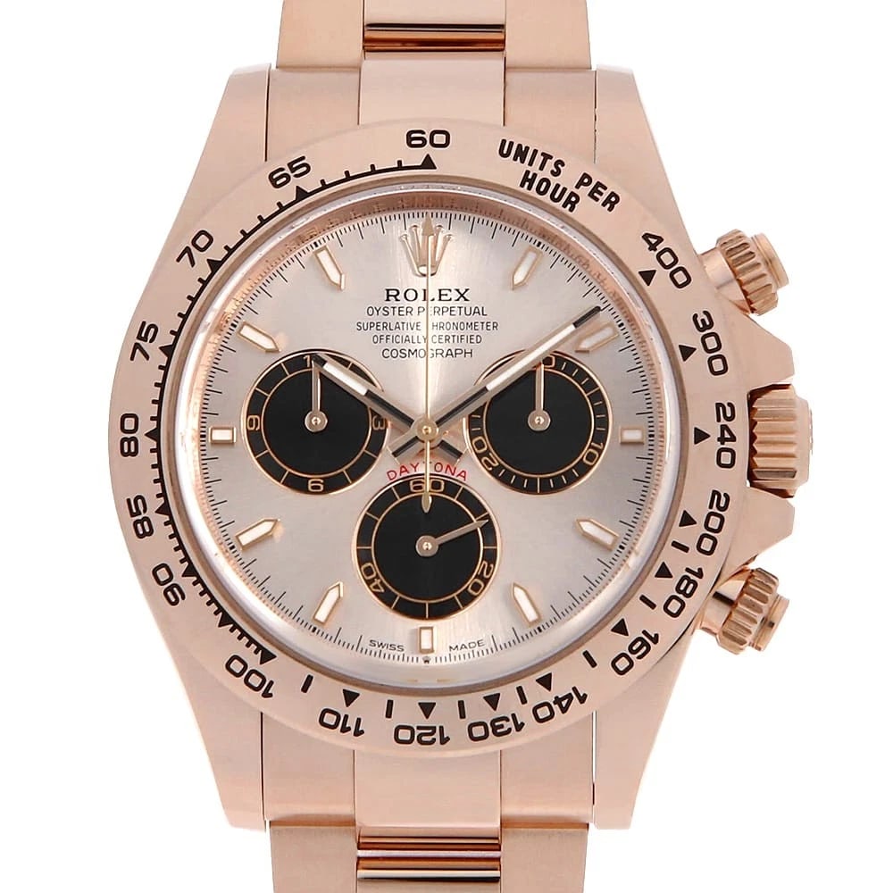 ROLEX COSMOGRAPH DAYTONA SUNDUST X BLACK WATCH: ROLEX Cosmograph Daytona Sundust x black Watch Brand: ROLEX Type: Wrist watch Material: Band Material Everose Gold, Case Material Everose Gold Color: Dial Color Sundust Size: Band Size 19cm