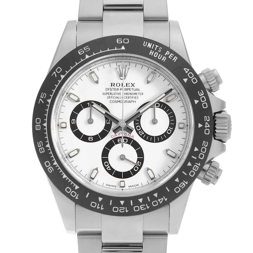 ROLEX COSMOGRAPH DAYTONA WHITE WATCH: ROLEX Cosmograph Daytona white Watch Brand: ROLEX Type: Wrist watch Material: Band Material Stainless Steel, Case Material Stainless Steel Color: Dial Color White Size: Band Size 19.5cm
