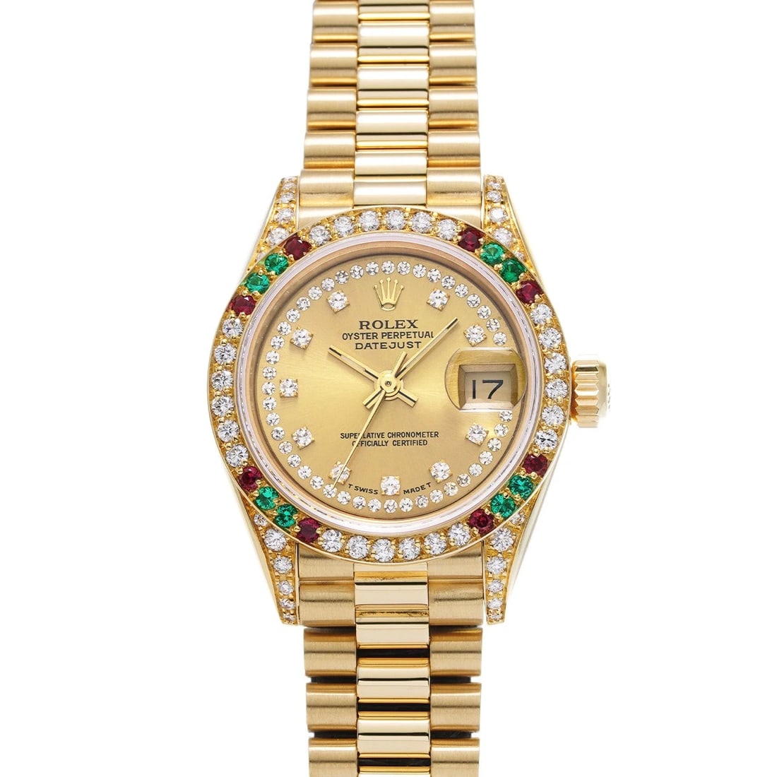 ROLEX DATEJUST CHAMPAGNE DIAMOND WATCH: ROLEX Datejust Champagne diamond WATCH Brand: ROLEX Type: Wristwatch Material: Band Material Yellow Gold, Case Material Yellow Gold Color: Dial Color Champagne Size: Case H/about 26mm W/about