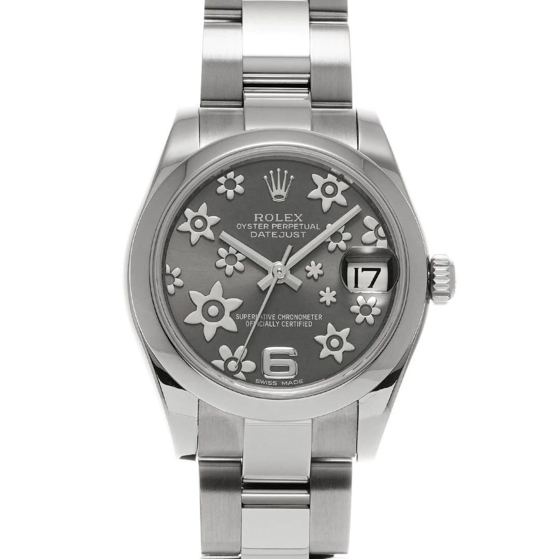 ROLEX DATEJUST SILVER FLOWER WATCH: ROLEX Datejust Silver flower WATCH Brand: ROLEX Type: Wristwatch Material: Band Material Stainless steel, Case Material Stainless steel Color: Dial Color Silver flower Size: Case H/about 31mm