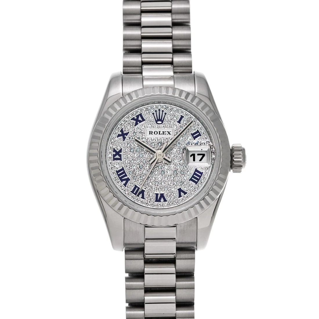 ROLEX DATEJUST PAVE DIAMONDS WATCH: ROLEX Datejust Pave diamonds WATCH Brand: ROLEX Type: Wristwatch Material: Band Material White gold, Case Material White gold Color: Dial Color Pave diamonds Size: Case H/about 26mm W/about 26mm D