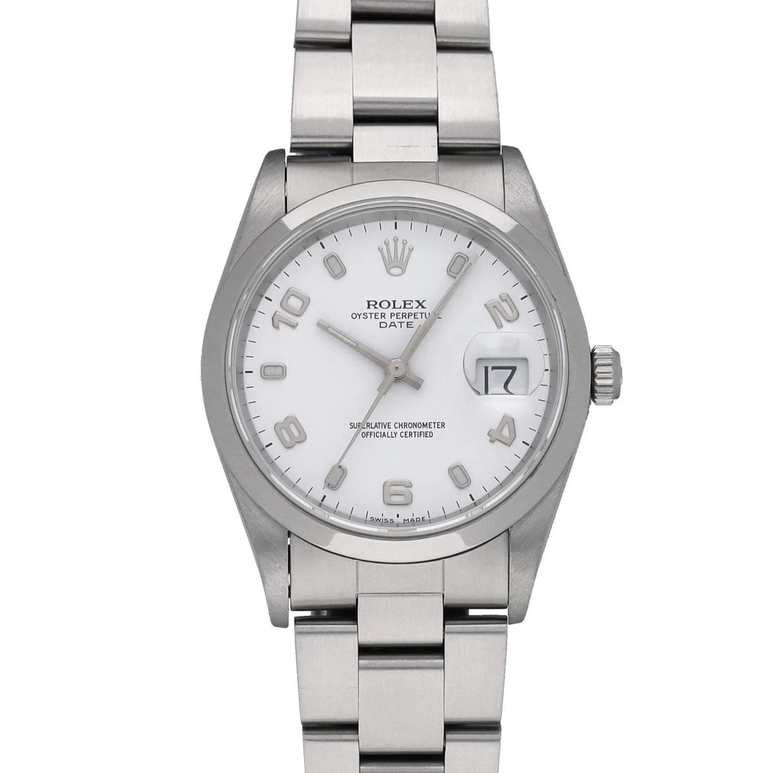 ROLEX OYSTER PERPETUAL WHITE WATCH: ROLEX Oyster Perpetual white WATCH Brand: ROLEX Type: Wristwatch Material: Band Material Stainless steel, Case Material Stainless steel Color: Dial Color white Size: Case H/about 34mm W/about