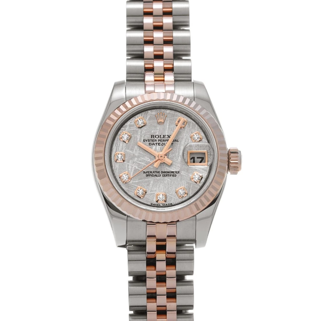 ROLEX DATEJUST METEOLITE DIAMOND WATCH: ROLEX Datejust Meteolite diamond WATCH Brand: ROLEX Type: Wristwatch Material: Band Material Stainless steel/Everrose gold, Case Material Stainless steel Color: Dial Color Meteolite Size: Case H/a