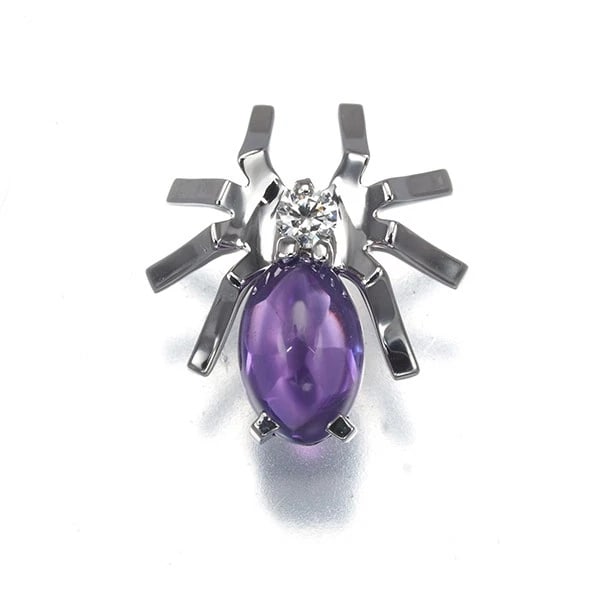 CHAUMET SINGLE EARRING AMETHYST DIAMOND ATTRAPE-MOI SPIDER: CHAUMET Single Earring Amethyst Diamond Attrape-moi Spider Brand: CHAUMET Type: Single Earring Material: 18K / 750 / White Gold Main Stone/Creation Natural Color: None Size: Design size: 11.5