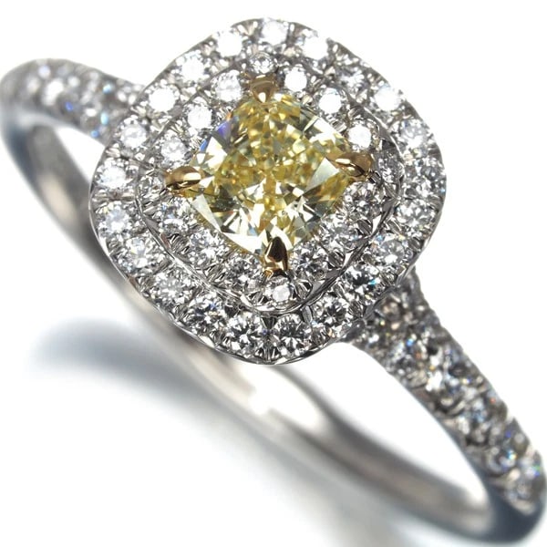 TIFFANY&CO. RING YELLOW &CLEAR DIAMOND SOLESTE PT 950/18K YG: Tiffany&Co. Ring Yellow &Clear Diamond Soleste Pt 950/18K YG Brand: Tiffany & Co. Type: Ring Material: 950 / Platinum 18K / 750 / Yellow Gold Main Stone/Creation Natural Color: None Size: US 5.5-5