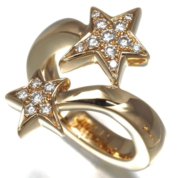 CHANEL RING DIAMOND COMET PLUS STAR: CHANEL Ring Diamond Comet Plus Star Brand: CHANEL Type: Ring Material: 18K / 750 / Yellow Gold Main Stone/Creation Natural Color: None Size: US 5.25 - 5.5 Accessories: None Accessories Not