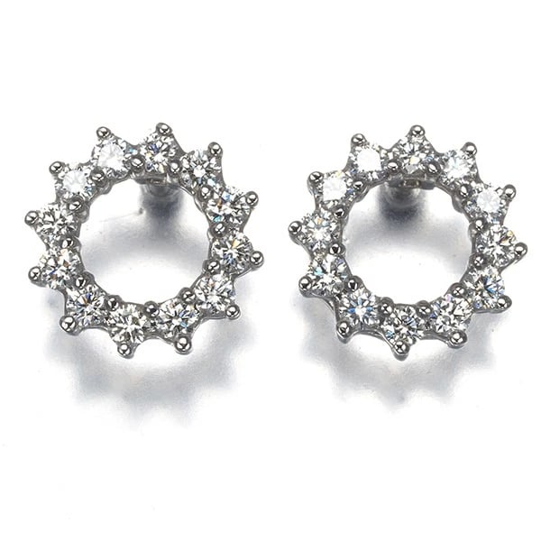 TIFFANY&CO. EARRINGS DIAMOND OPEN CIRCLE 950 PLATINUM (1 of 2)