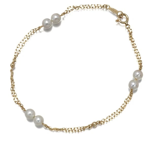 MIKIMOTO BRACELET AKOYA PEARL STATION 18K 750 YELLOW GOLD: Mikimoto Bracelet Akoya Pearl Station 18K 750 Yellow Gold Brand: MIKIMOTO Type: Bracelet Material: 18K / 750 / Yellow Gold Color: None Size: Inner circumference: 17.5cm Accessories: None A