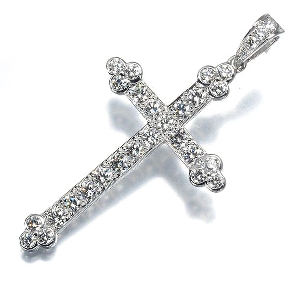 CARTIER PENDANT DIAMOND GOTHIC CROSS 18K 750 WHITE GOLD (1 of 2)
