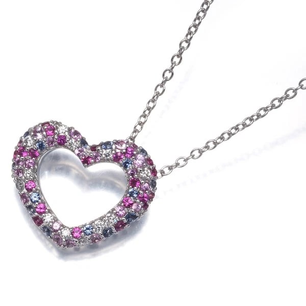 PONTE VECCHIO NECKLACE SAPPHIRE DIAMOND EMOZIONE HEART K18: Ponte Vecchio Necklace Sapphire Diamond Emozione Heart K18 Brand: Ponte Vecchio Type: Necklace Material: 18K / 750 / White Gold Main Stone/Creation Natural Color: None Size: Necklace length: 36 /
