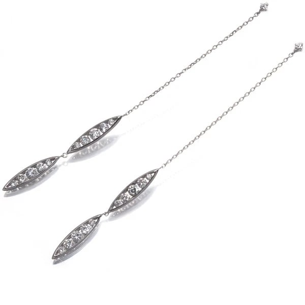 PONTE VECCHIO EARRINGS DIAMOND LONG CHAIN DROP 18K WG (1 of 3)