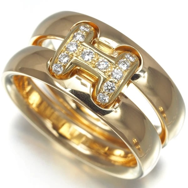 HERMES RING DIAMOND OLYMPE 18K 750 YELLOW GOLD: HERMES Ring Diamond Olympe 18K 750 Yellow Gold Brand: HERMES Type: Ring Material: 18K / 750 / Yellow Gold Main Stone/Creation Natural Color: None Size: US 6 Accessories: None Accessories N