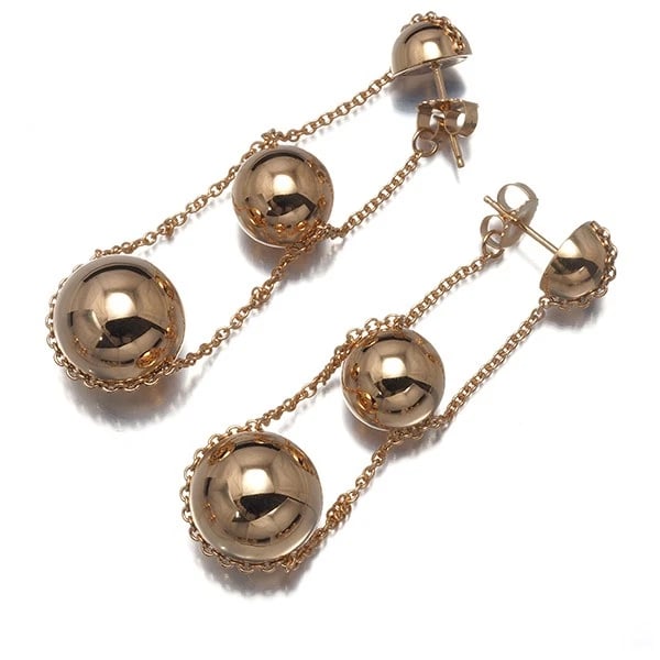 TIFFANY&CO. EARRINGS HARD WEAR TRIPLE DROP BALL BEAD (1 of 2)
