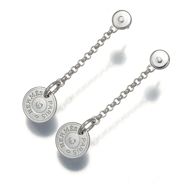 HERMES EARRINGS DIAMOND CLOU DE SELLE GUNBIRD (1 of 2)