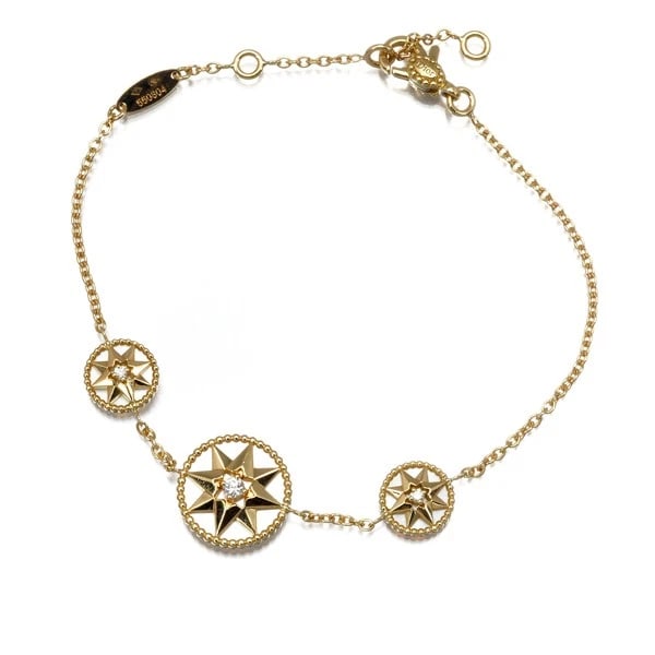 CHRISTIAN DIOR BRACELET DIAMOND MOTHER OF PEARL ROSE DES VENTS: Christian Dior Bracelet Diamond Mother of Pearl Rose des Vents Brand: Christian Dior Type: Bracelet Material: 18K / 750 / Yellow Gold Main Stone/Creation Natural Color: None Size: Inner circumfere