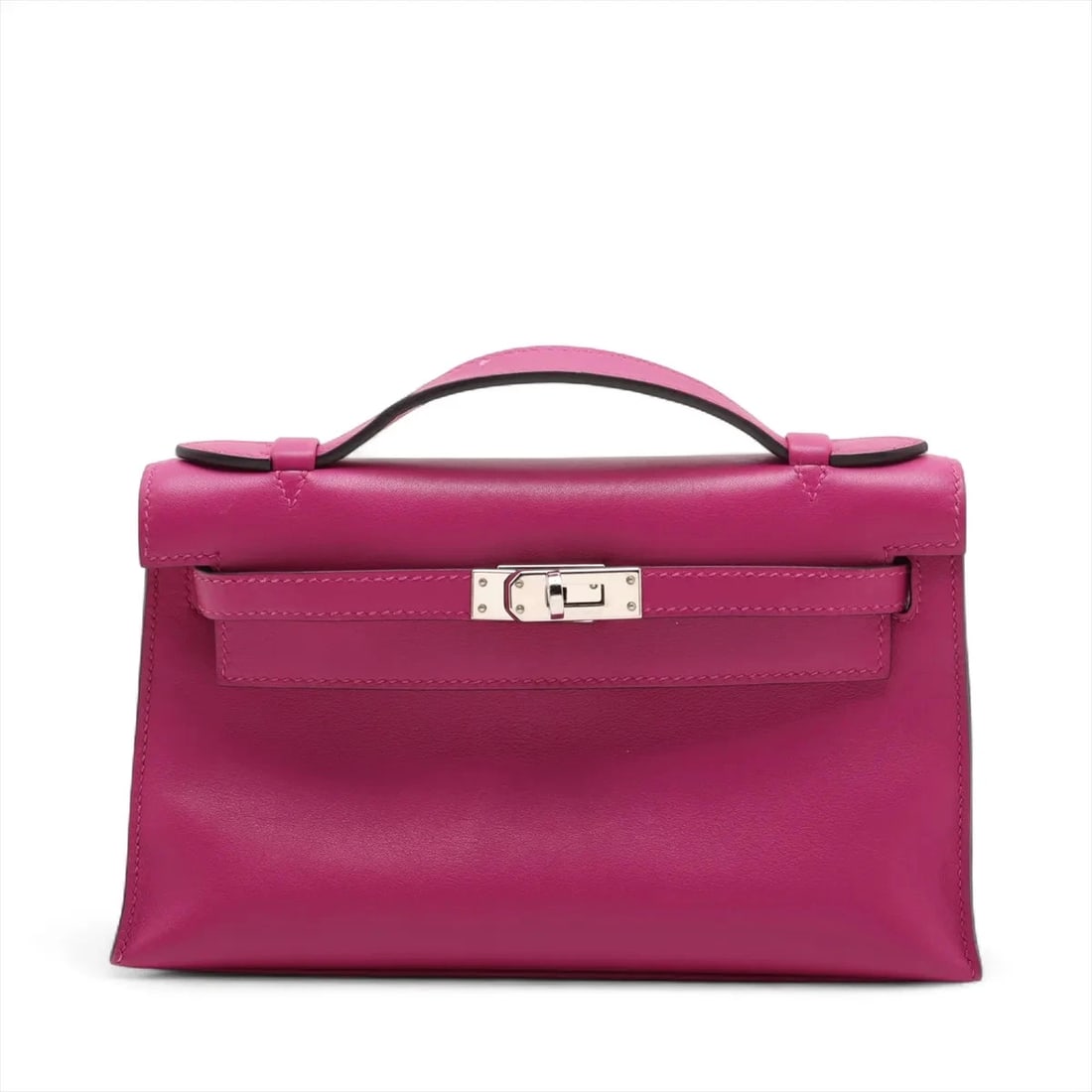 HERMES POCHETTE KELLY MINI VEAU SWIFT ROSE: Hermes Pochette Kelly Mini Veau Swift Rose Brand: Hermes Type: Hand bag Material: Veau Swift Color: Rose Purple Size: Height:4.9inch Length:8.7inch Depth:2.8inch Handle height:1.0inch Accessories