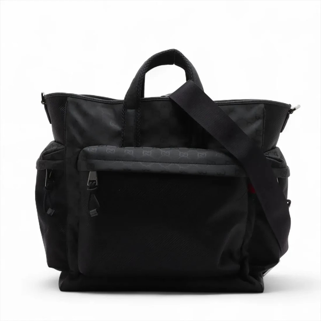 GUCCI GG NYLON NYLON 2 WAY TOTE BAG BLACK: Gucci GG Nylon Nylon 2 Way Tote Bag Black Brand: Gucci Type: Tote bag Material: Nylon Color: Black Size: Height:15.2inch Length:14.8inch Depth:6.1inch Handle height:3.1inch Shoulder height:23.0inc