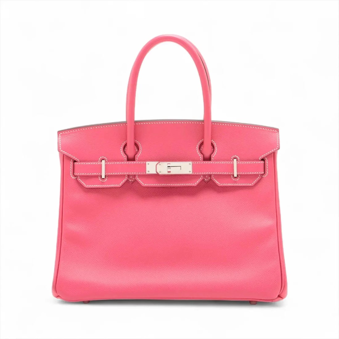 HERMES CANDY BIRKIN 30 VEAU EPSOM ROSE TYRIEN SILVER: Hermes Candy Birkin 30 Veau Epsom Rose tyrien Silver Brand: Hermes Type: Hand bag Material: Veau Epsom Color: Rose tyrien Size: Height:9.1inch Length:11.8inch Depth:6.1inch Handle height:3.9inch