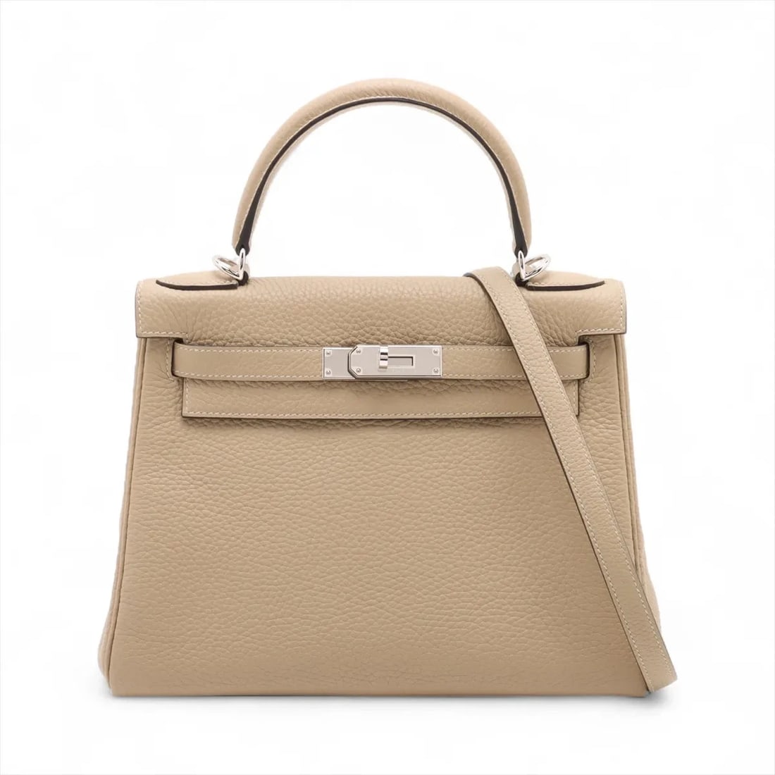 HERMES KELLY 28 LE TOURNAY TOGO TRENCH SILVER: Hermes Kelly 28 Le Tournay Togo Trench Silver Brand: Hermes Type: Hand bag Material: Togo Color: Trench Size: Height:8.1inch Length:11.0inch Depth:4.5inch Handle height:3.5inch Shoulder
