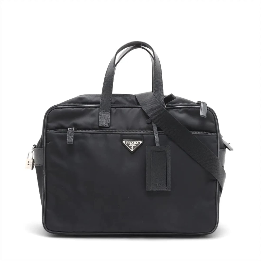 PRADA TESSUTO NYLON X LEATHER 2WAY BUSINESSBAG BLACK (1 of 7)