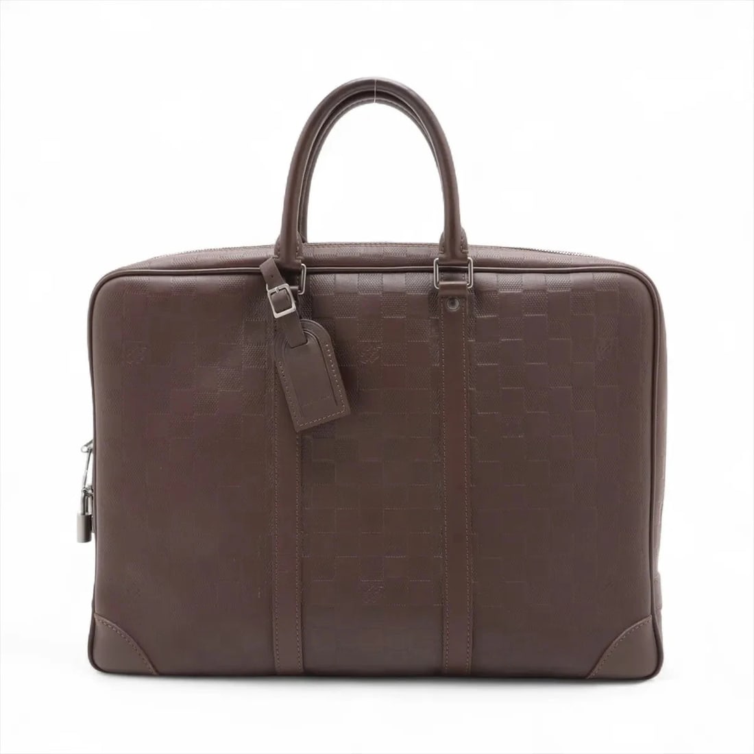 LOUIS VUITTON DAMIER INFINI PORTE-DOCUMENTS BORDEAUX: Louis Vuitton Damier Infini Porte-Documents Bordeaux Brand: Louis Vuitton Type: Briefcase Material: None Color: Bordeaux Size: Height:12.0inch Length:16.1inch Depth:2.6inch Handle height:4.9inch