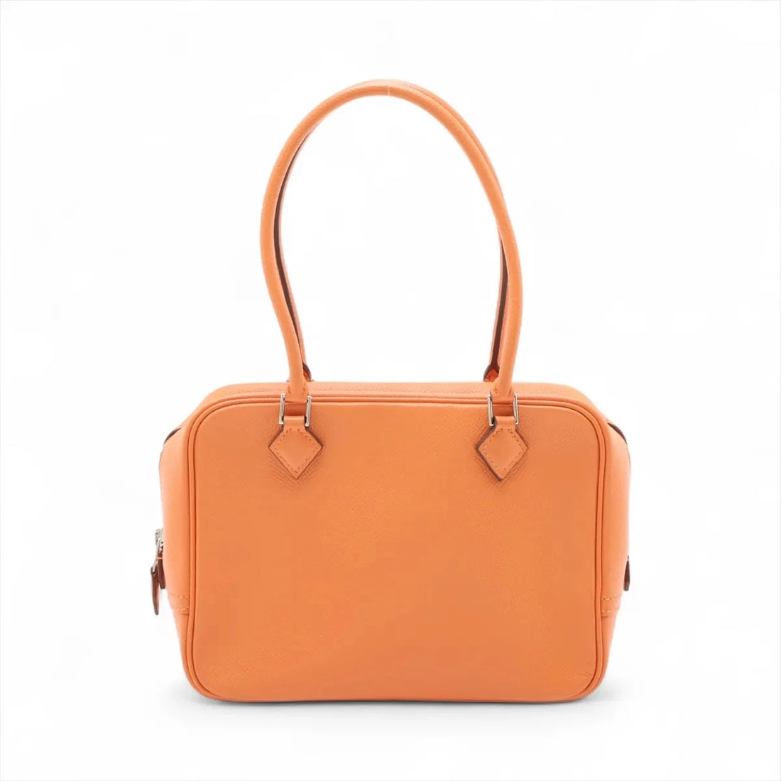 HERMES MINI PLUM 20 VEAU EPSOM ORANGE SILVER: Hermes MINI PLUM 20 Veau Epsom Orange Silver Brand: Hermes Type: Hand bag Material: Veau Epsom Color: Orange Size: Height:5.9inch Length:8.1inch Depth:3.1inch Handle height:5.7inch Accessories: N