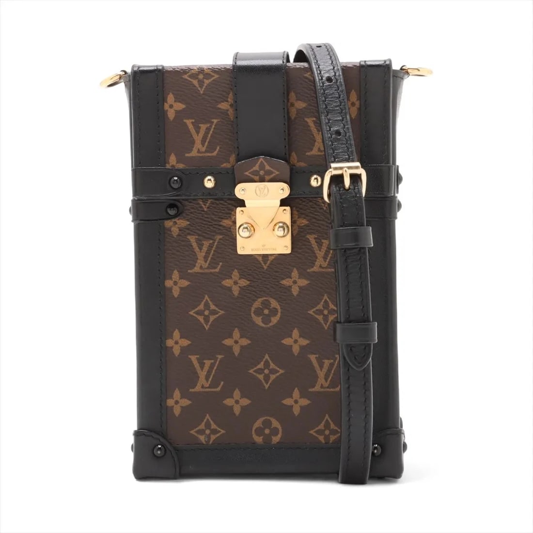 LOUIS VUITTON MONOGRAM POCHETTE TRUNK VERTICAL BROWN: Louis Vuitton Monogram Pochette Trunk Vertical Brown Brand: Louis Vuitton Type: Shoulder bag Material: None Color: Brown Size: Height:7.1inch Length:4.5inch Depth:1.6inch Shoulder height:24.0inch