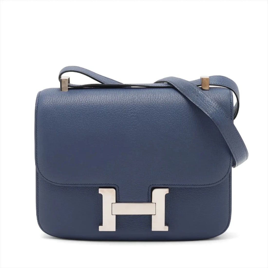 HERMES CONSTANCE 24 CHEVRE BLUE BRIGHTON SILVER: Hermes Constance 24 Chevre Blue brighton Silver Brand: Hermes Type: Shoulder bag Material: Chevre Color: Blue brighton Size: Height:7.1inch Length:9.1inch Depth:2.6inch Shoulder height:15.6inch A