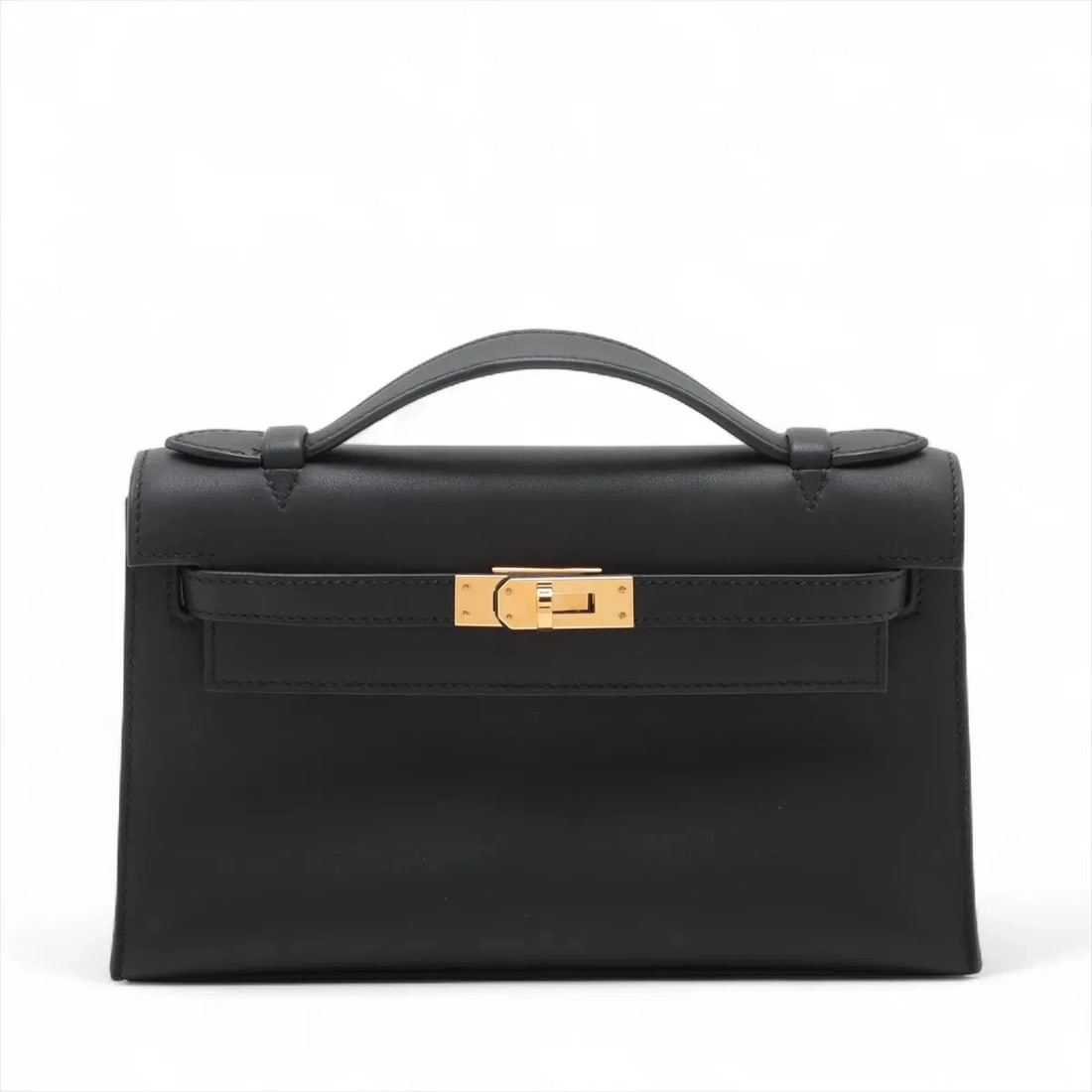 HERMES POCHETTE KELLY MINI VEAU SWIFT BLACK GOLD: Hermes Pochette Kelly Mini Veau Swift Black Gold Brand: Hermes Type: Hand bag Material: Veau Swift Color: Black Size: Height:5.1inch Length:8.5inch Depth:2.6inch Handle height:1.0inch Accessories