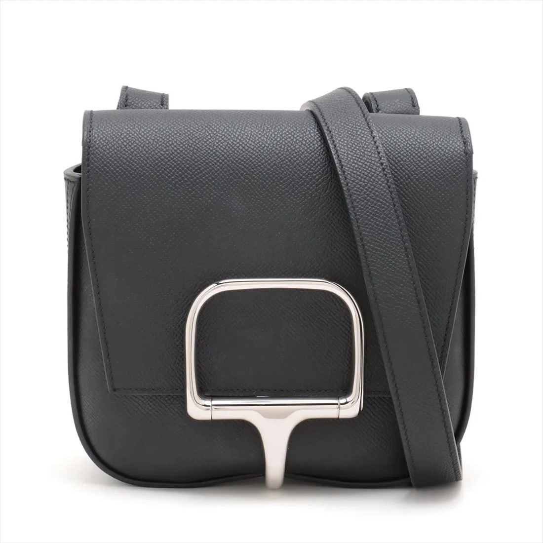 HERMES DELLA CAVALLERIA VEAU EPSOM BLACK SILVER: Hermes Della Cavalleria Veau Epsom Black Silver Brand: Hermes Type: Shoulder bag Material: Veau Epsom Color: Black Size: Height:6.5inch Length:6.5inch Depth:2.2inch Shoulder height:22.4inch Acces