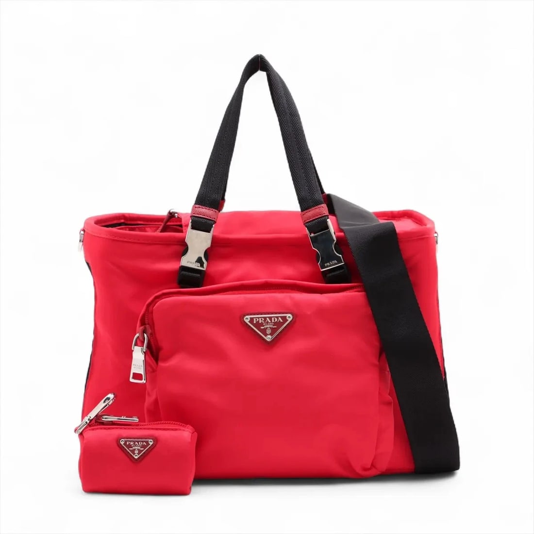 PRADA TESSUTO NYLON FOR PETS CARRY BAG: Prada Tessuto Nylon For pets Carry bag Brand: Prada Type: Hand bag Material: Nylon Color: Red Size: Height:7.9inch Length:11.6inch Depth:7.1inch Handle height:5.7inch Shoulder height:24.8inch 