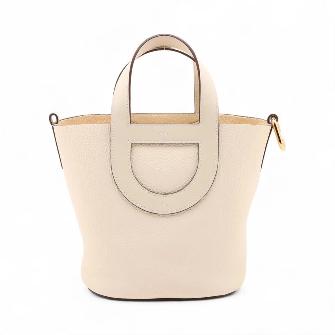 HERMES IN THE LOOP 18 TAURILLON CLEMENCE X VAUX SWIFT NATA: Hermes In the loop 18 Taurillon Clemence x Vaux Swift Nata Brand: Hermes Type: Hand bag Material: Taurillon Clemence Color: Nata Size: Height:7.7inch Length:6.9inch Depth:4.7inch Handle